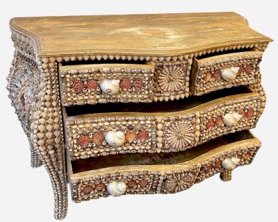 urved chest of drawers made from seashells France circa 1990