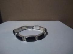  950 Mexican Silver Bracelet with Onyx - 3772874