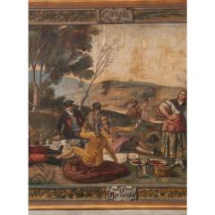  A Minguez Large Framed Painting La Merienda by A Minguez - 3314171