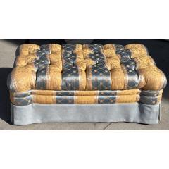  A Rudin Louis XVI Style French Silk Striped Tufted Pouffe Footstool Ottoman - 3413743