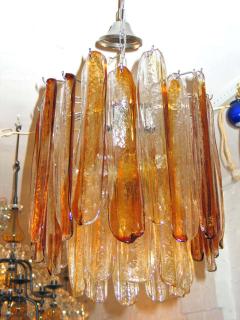  A V Mazzega Italian Mid Century Modern Amber Murano Venetian Glass Chandelier by Mazzega - 1819509