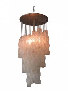  A V Mazzega Italian Modern Hand Blown Glass Ice Cube Chandelier Mazzega - 4162343