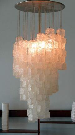  A V Mazzega Italian Modern Hand Blown Glass Ice Cube Chandelier Mazzega - 4710337