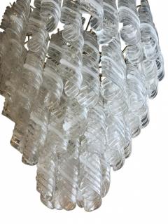  A V Mazzega Italian Modern Hand Blown Glass and Polished Nickel Chandelier Mazzega - 4162265