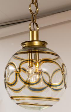  A V Mazzega Large Vintage Italian Brass Globe Pendant Ceiling Fixture - 4096347