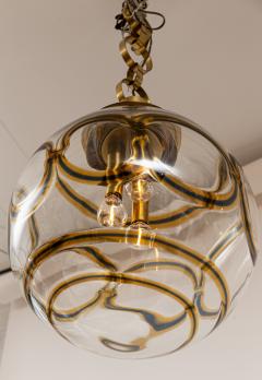  A V Mazzega Large Vintage Italian Brass Globe Pendant Ceiling Fixture - 4096350