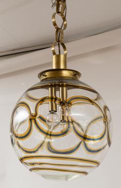  A V Mazzega Large Vintage Italian Brass Globe Pendant Ceiling Fixture - 4096404