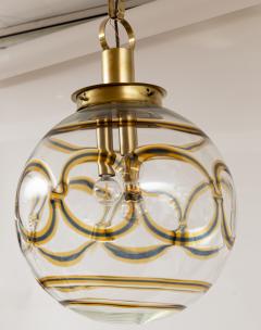  A V Mazzega Large Vintage Italian Brass Globe Pendant Ceiling Fixture - 4096407