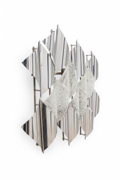  A V Mazzega Mazzega Italian Modern Handblown Glass Polished Stainless Steel Wall Light - 4163209