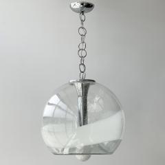  A V Mazzega Mazzega White Stripe Murano Glass Globe Pendant Chandelier - 982534