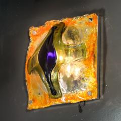  A V Mazzega Mid Century Hand Blown Amber Green Blue Murano Glass Sconces by Mazzega - 4622327