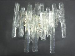  A V Mazzega Pair of Italian Mid Century Modern Murano Ice Glass Wall Sconces by Mazzega - 4090305
