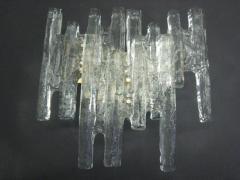  A V Mazzega Pair of Italian Mid Century Modern Murano Ice Glass Wall Sconces by Mazzega - 4090306