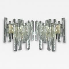  A V Mazzega Pair of Italian Mid Century Modern Murano Ice Glass Wall Sconces by Mazzega - 4090844