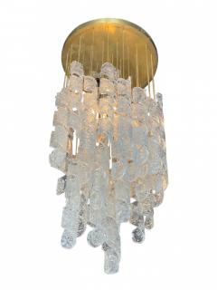  A V Mazzega Pair of Italian Modern Hand Blown Glass and Brass Chandeliers Mazzega - 4162258