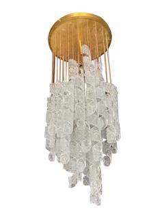  A V Mazzega Pair of Italian Modern Hand Blown Glass and Brass Chandeliers Mazzega - 4162262