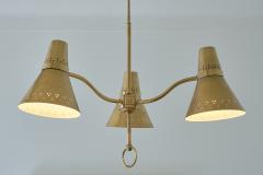  AB E Hansson Co AB E Hansson Height Adjustable Three Arm Pendant Light in Brass Sweden 1950s - 3286715