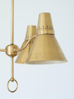  AB E Hansson Co AB E Hansson Height Adjustable Three Arm Pendant Light in Brass Sweden 1950s - 3286718