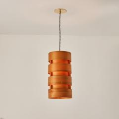  AB Ellysett Large 1960s Hans Agne Jakobsson Cylindrical Bentwood Pendant for AB Ellysett - 2942379