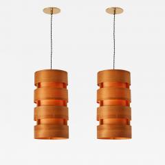  AB Ellysett Large 1960s Hans Agne Jakobsson Cylindrical Bentwood Pendant for AB Ellysett - 2948932