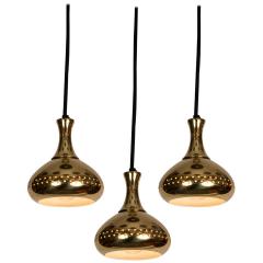  AB Markaryd 1950s Hans Agne Jakobsson Perforated Brass Pendants for Markaryd - 1281216