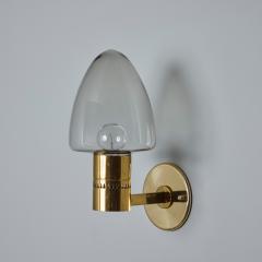  AB Markaryd Pair of 1960s Hans Agne Jakobsson Model V 220 Brass Glass Sconces for Markaryd - 3918299