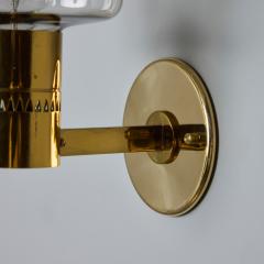  AB Markaryd Pair of 1960s Hans Agne Jakobsson Model V 220 Brass Glass Sconces for Markaryd - 3918304