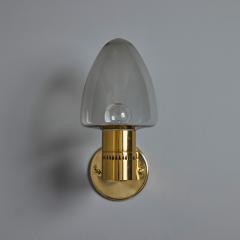  AB Markaryd Pair of 1960s Hans Agne Jakobsson Model V 220 Brass Glass Sconces for Markaryd - 3918305