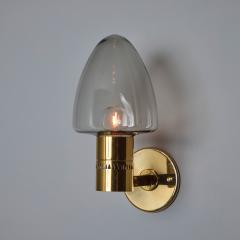  AB Markaryd Pair of 1960s Hans Agne Jakobsson Model V 220 Brass Glass Sconces for Markaryd - 3918306