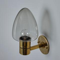  AB Markaryd Pair of 1960s Hans Agne Jakobsson Model V 220 Brass Glass Sconces for Markaryd - 3918315