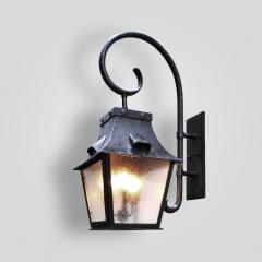  ADG Lighting Large Traditional Lantern with Forged Scroll Arm Brass Lantern - 1817878