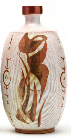  ALAN CAIGER SMITH RUST AND WHITE CERAMIC BOTTLE BY ALAN CAIGER SMITH - 3136709