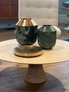  ALINEA ANGELO M LR 26 100 LOW ROUND TABLE IN TRAVERTINE SILVER IN HONED FINISH - 3595220