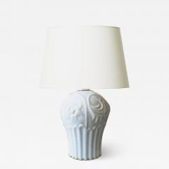  ALP Lidk ping Art Deco Table Lamp in white Craquel Glaze with Gilding by Tyra Lundgren - 1935302