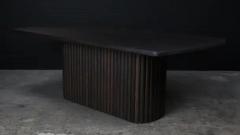  AMBROZIA 136L x 48W Tambour Pedestal Dining Table by Ambrozia Solid Dark Oak - 3488294