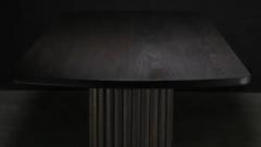  AMBROZIA 136L x 48W Tambour Pedestal Dining Table by Ambrozia Solid Dark Oak - 3488297