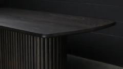  AMBROZIA 136L x 48W Tambour Pedestal Dining Table by Ambrozia Solid Dark Oak - 3488298