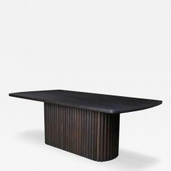  AMBROZIA 136L x 48W Tambour Pedestal Dining Table by Ambrozia Solid Dark Oak - 3489242