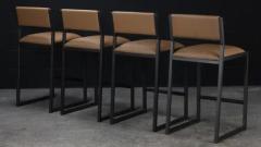  AMBROZIA 4x Shaker Counter Stools in Sedona Leather Blackened Steel Oxidized Oak - 3368236