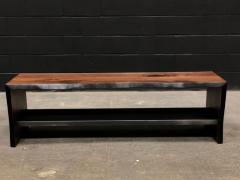 AMBROZIA 5ft Live Edge Wood Bench by Ambrozia Solid Walnut and Blackened Steel - 2351289