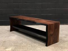  AMBROZIA 5ft Live Edge Wood Bench by Ambrozia Solid Walnut and Blackened Steel - 2351291
