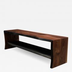 AMBROZIA 5ft Live Edge Wood Bench by Ambrozia Solid Walnut and Blackened Steel - 2353545