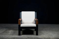  AMBROZIA Baltimore Modern Armchair by Ambrozia Walnut Black Steel and Beige Upholstery - 3323784