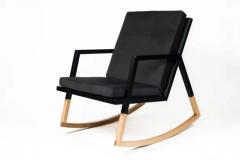  AMBROZIA Gabriella Rocking Chair by Ambrozia Maple Black Steel Dark Gray Upholstery - 3323775