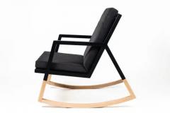  AMBROZIA Gabriella Rocking Chair by Ambrozia Maple Black Steel Dark Gray Upholstery - 3323776