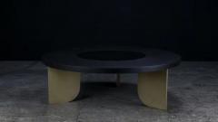  AMBROZIA Jupiter Coffee Table by AMBROZIA Ebonized Oak Dark Gray Glass Antique Brass - 3192768