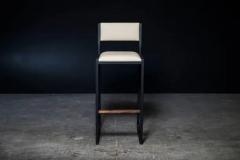  AMBROZIA Shaker Bar stool Chair by Ambrozia Solid Walnut Black Steel Cream Vinyl - 3326523