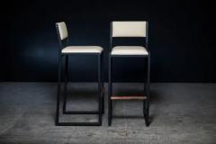  AMBROZIA Shaker Bar stool Chair by Ambrozia Solid Walnut Black Steel Cream Vinyl - 3326525