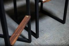  AMBROZIA Shaker Bar stool Chair by Ambrozia Solid Walnut Black Steel Cream Vinyl - 3326526