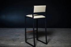  AMBROZIA Shaker Bar stool Chair by Ambrozia Solid Walnut Black Steel Cream Vinyl - 3326541